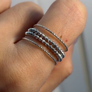 18K White Gold Open Ring — Super Sparkle Faceted Bead Center
